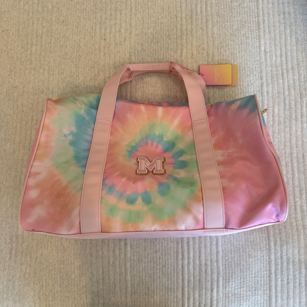 Pastel Tie-Dye Travel Bag with Pink Accents